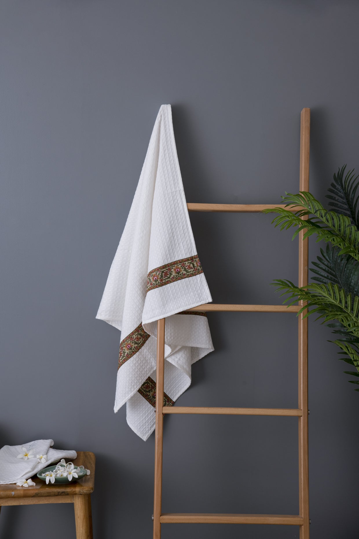 Vibrant Border Hand Block Printed Bath Towel By Pinjore